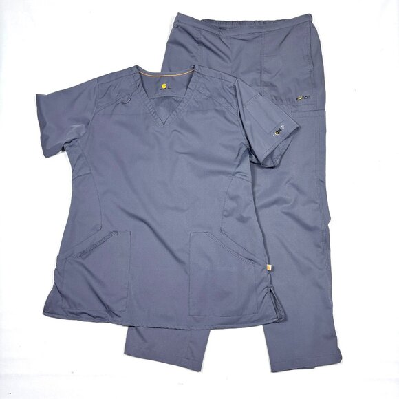Carhartt Force Gray Scrub Set Womens Top Med C12106 / Pants Petite Med C52106P - Picture 1 of 16
